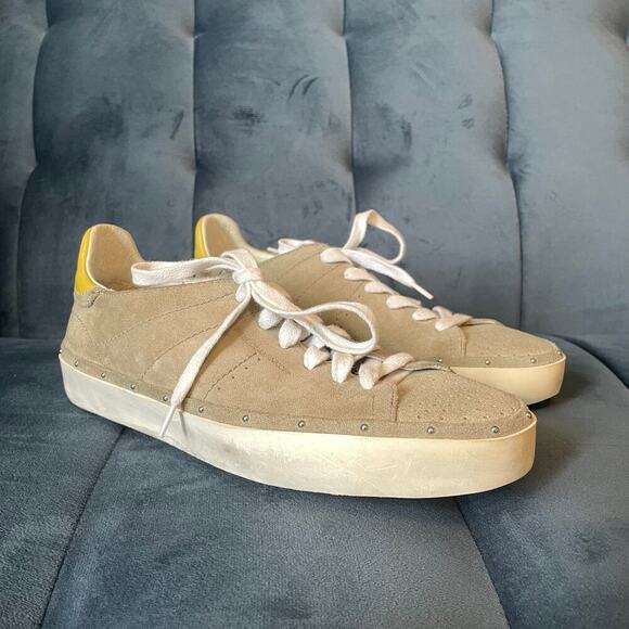 Rebecca Minkoff Michell Shoes Studded Taupe Leather Casual Sneakers U.S. Size 6 - Picture 2 of 10